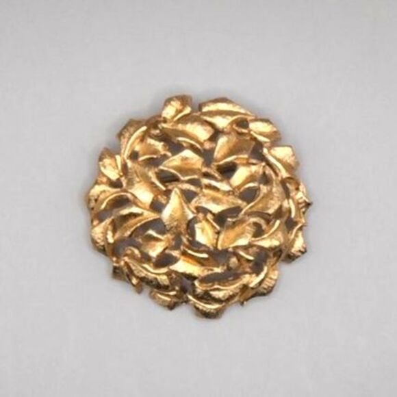 VTG Monet Gold Tone Textured Ribbon Brooch | 2" Signed Floral Swirl Pin - Picture 1 of 4